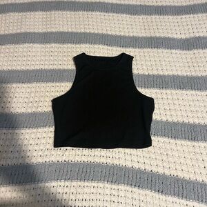 Black Fitted Sleeveless Crop Tank